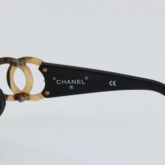CHANEL COCO Mark Sunglasses Plastic Black CC Auth 143837 - Picture 9 of 11
